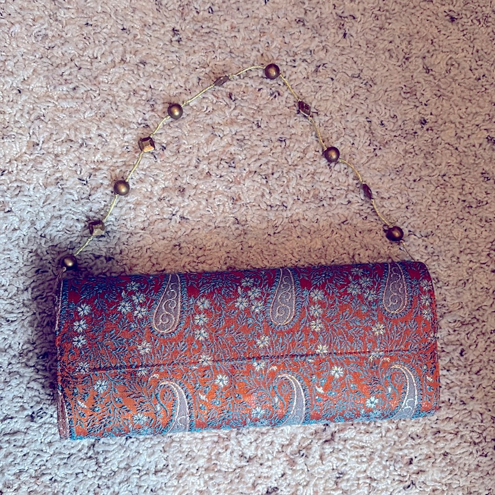 Indian silk clutch ethnic beautiful formal dinner party wristlet shoulder bag